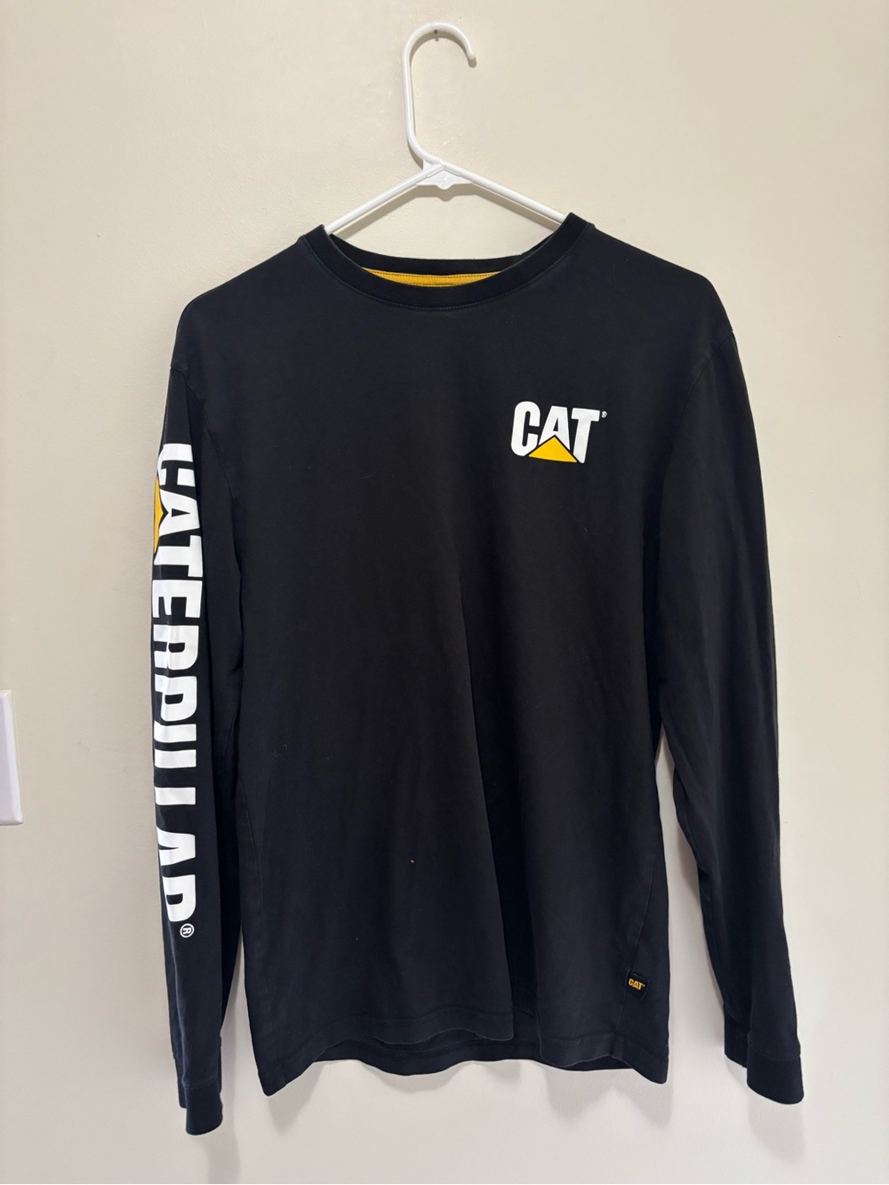 Caterpillar CAT Workwear Black Long Sleeve T-Shirt with Sleeve Logo (Size Small)